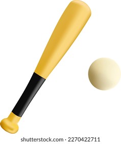 Baseball bat and ball vector illustration isolated on white background.