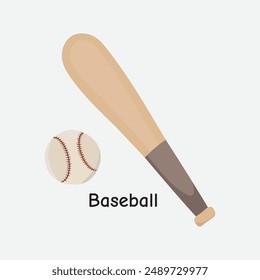 Bate de béisbol y Ilustración vectorial de pelota