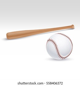 Baseball Bat And Ball Vector Illustration