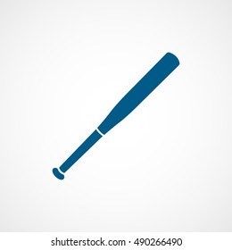 Baseball Bat Blue Flat Icon On White Background