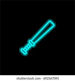 Baseball bat blue glowing neon ui ux icon. Glowing sign logo vector