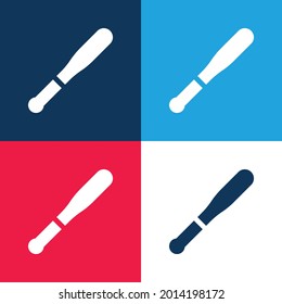 Baseball Bat blue and red four color minimal icon set