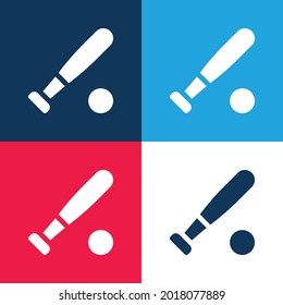 Baseball Bat Blau und Rot vier Farben minimale Icon Set