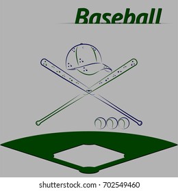 Baseball bat cap ball