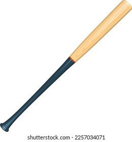 Baseball bat cartoon icon. Wooden sport equipment