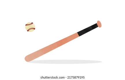 Baseball Bat Clipart. Simple Wooden Baseball Bat Watercolor Style Vector Illustration Isolated On White Background. Wooden Baseball Bat Cartoon Hand Drawn Style. Baseball Stick Vector Design