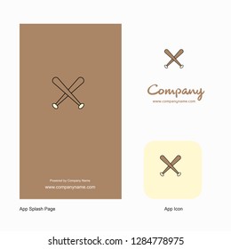 Baseball bat Company Logo App Icon and Splash Page Design. Creative Business App Design Elements