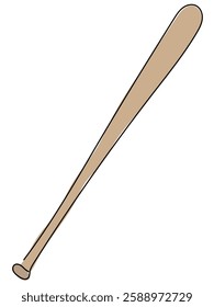 Baseball bat in continuous line pattern on white background.