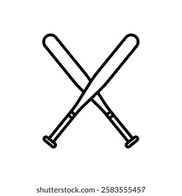 Baseball Bat Crossed Line Art Sport Icon Design. Vector Illustration