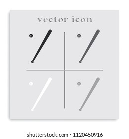 Baseball bat flat black and white vector icon.
