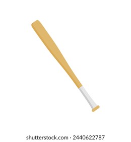 baseball bat flat design vector illustration isolated on white background. Decorative design element, baseball bat, tool to hit ball, American sport game. wood baseball stick.