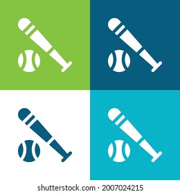 Baseball Bat Flat four color minimal icon set