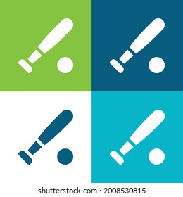Baseball Bat Flat four color minimal icon set