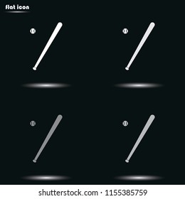 Baseball bat flat grayscale vector icon.