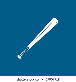 Baseball Bat Flat Icon On Blue Background