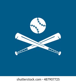 Baseball Bat Flat Icon On Blue Background