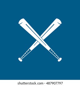 Baseball Bat Flat Icon On Blue Background