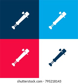 Baseball bat four color material and minimal icon logo set in red and blue