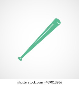 Baseball Bat Green Flat Icon On White Background
