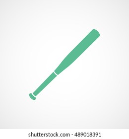 Baseball Bat Green Flat Icon On White Background