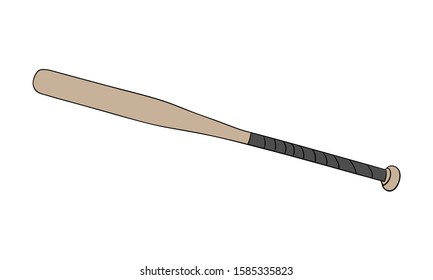 Baseball bat. Hand drawn. Isolated on white background.