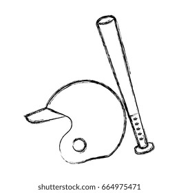 baseball bat and helmet equipment isolated icon