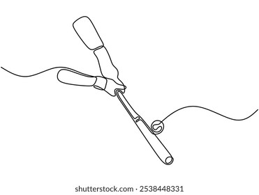 Baseball bat hits the ball illustrated in continuous one line drawing. Sport activity concept showcasing the dynamics of a baseball game.