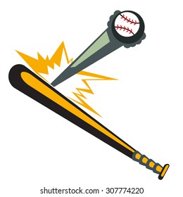 Baseball Bat Hitting the Ball. Illustration, Vector