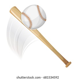 Baseball Bat Hitting Ball/
Illustration of an american baseball bat, hitting a ball