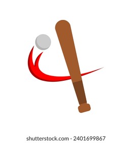 Baseball bat hitting ball sport icon flat vector design