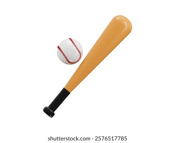 Baseball with baseball bat icon 3d rendering vector illustration