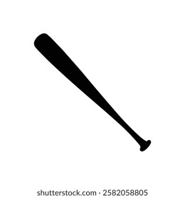 Baseball bat icon. Black Baseball bat silhouette vector illustration isolated on white background.