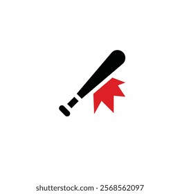 Baseball bat icon flat vector design