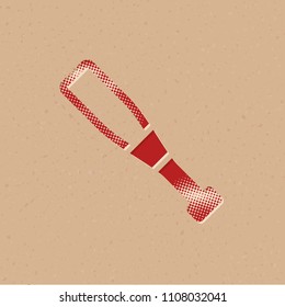 Baseball bat icon in halftone style. Grunge background vector illustration.