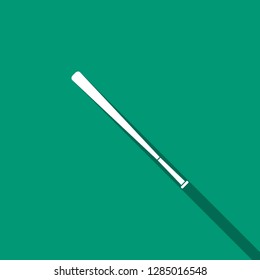 Baseball bat icon isolated with long shadow. Flat design. Vector Illustration