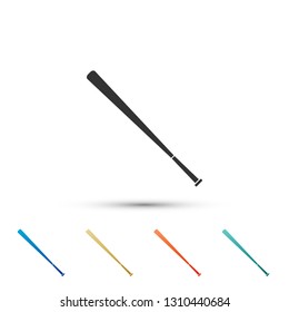 Baseball bat icon isolated on white background. Set elements in color icons. Vector Illustration