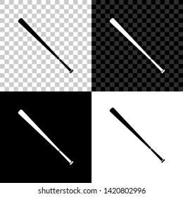 Baseball bat icon isolated on black, white and transparent background. Vector Illustration