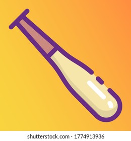 Baseball bat icon in isolated on yellow background, editable vector style 