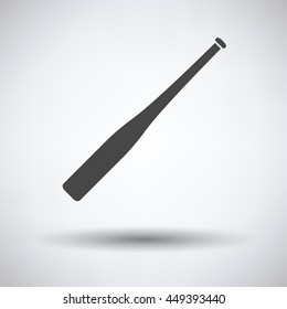 Baseball bat icon on gray background, round shadow. Vector illustration.