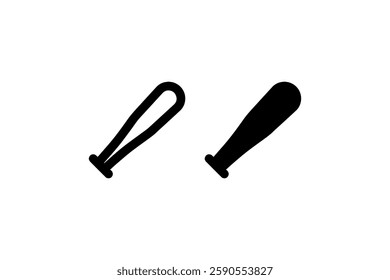 Baseball bat icon in outline and solid Vector