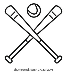 Baseball bat icon. Outline baseball bat vector icon for web design isolated on white background