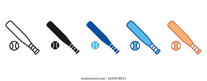 Baseball Bat Icon Set Multiple Style Collection