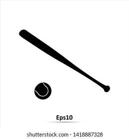 baseball bat icon. Simple filled baseball bat vector icon. On white background.