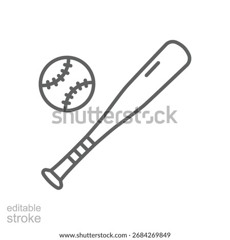 Baseball bat icon. Simple outline style. Baseball, bat, ball, base, softball, set, sport concept. Thin line symbol. Isolated design editable stroke