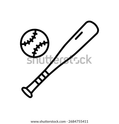 Baseball bat icon. Simple outline style. Baseball, bat, ball, base, softball, set, sport concept. Thin line symbol. Isolated design