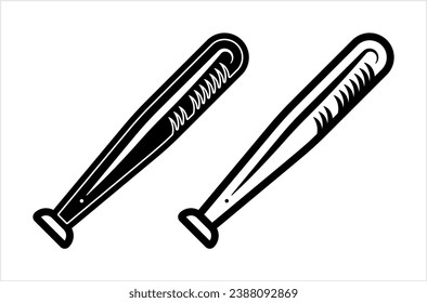 Baseball Bat Icon, Smooth Wooden, Metal Club Used To Hit Ball, Sport Icon Vector Art Illustration