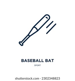 baseball bat icon from sport collection. Thin linear baseball bat, ball, bat outline icon isolated on white background. Line vector baseball bat sign, symbol for web and mobile