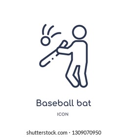 baseball bat icon from sport outline collection. Thin line baseball bat icon isolated on white background.
