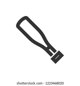 Baseball bat icon in thick outline style. Black and white monochrome vector illustration.