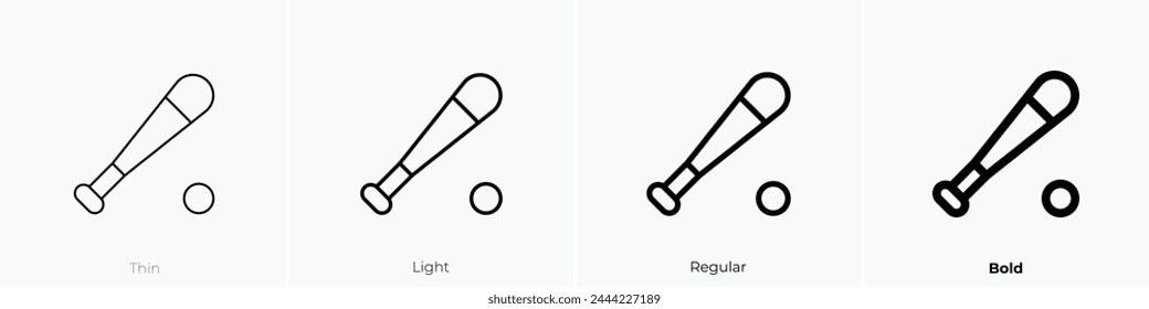 baseball bat icon. Thin, Light Regular And Bold style design isolated on white background